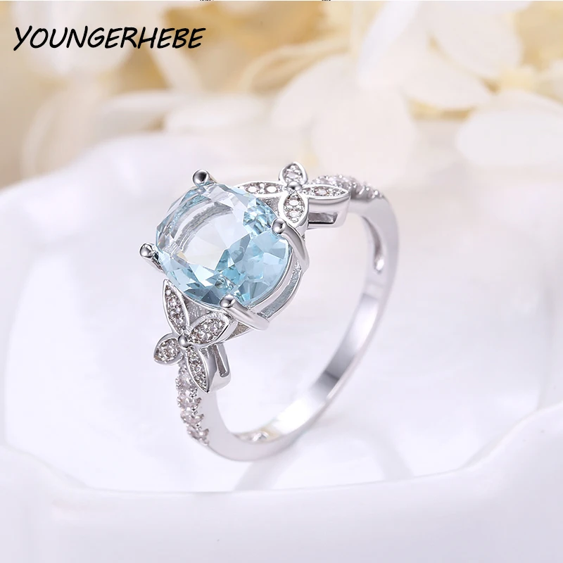 Модные кольца для женщин овальной формы AAA кубический циркон серебряного цвета