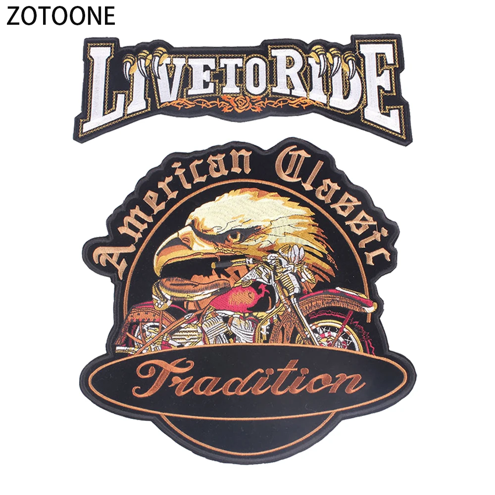 ZOTOONE Live To Ride Iron on Patches для одежды футболки сделай сам украшения Орлов задние патчи