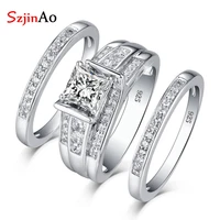 szjinao jewellery set real 925 sterling silver diamond rings for women wedding famous brand luxury jewelry unique party gift hot
