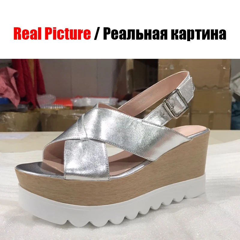 DORATASIA/ г., новые летние женские сандалии на толстой платформе модная летняя обувь из натуральной лакированной кожи для ДЕВУШЕК Женская обувь на танкетке