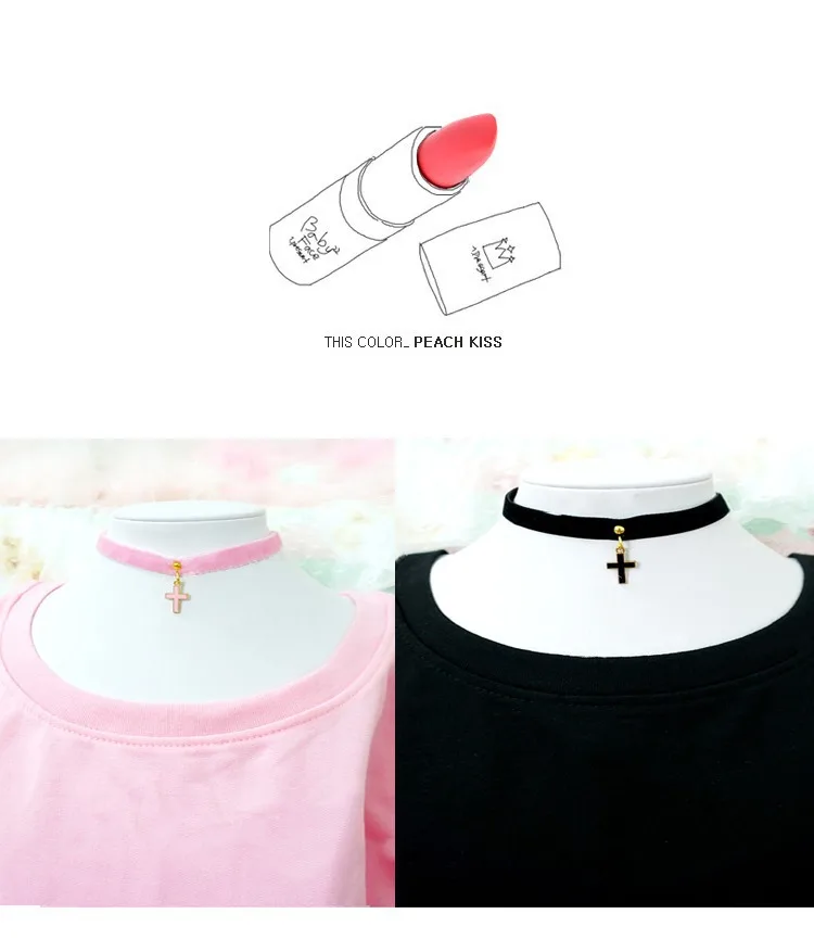 Ожерелье женское бархатное с коротким крестом в готическом стиле | Тематическая