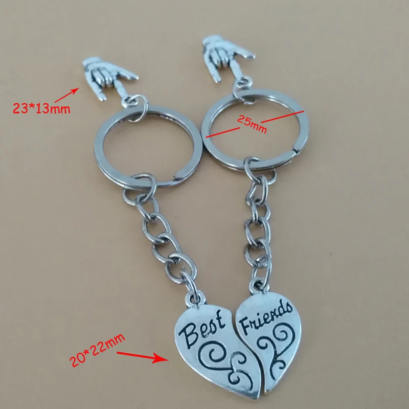 Модные ювелирные изделия alloykeychain для лучшего друга обещает Pinky брелок сердце