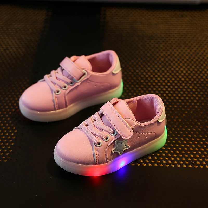 Children Shoes With Light Chaussure Led Enfant Весна Осень Новые Звезды Водить Девочек Спорт Дышащие