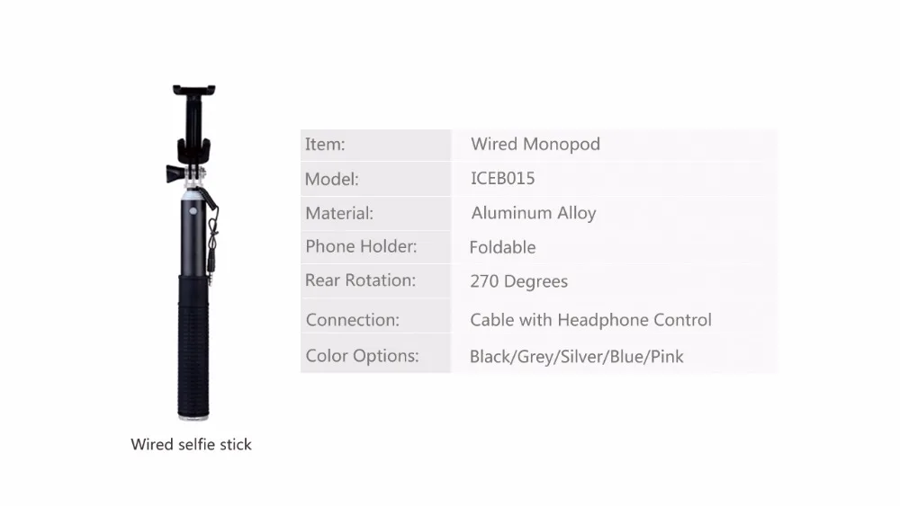 Новый материал более низкая цена кабель selfie палка для смартфонов популярный