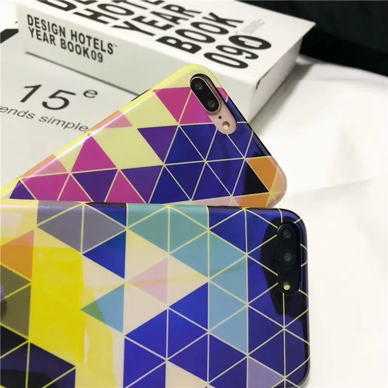 GABOOM IMD Soft Phone Cases for iPhone X 8 7 6 6s Plus Covers Colorful Geometric Rhombic Glitters Case |