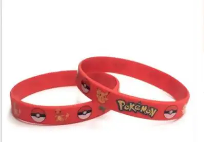 red Pokemon Go силиконовый браслет для детей мальчик для девушек и мужчин женский спортивный браслет Go умный силикон браслеты каваи подарок - Окраска металла: red