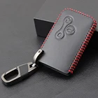 Кожаный защитный чехол для автомобильного ключа с 3 кнопками для Renault Clio Megane R.S Grand Scenic