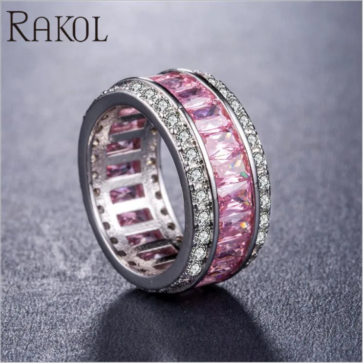 RAKOL дамское модное роскошное разноцветное кольцо из кубического циркония