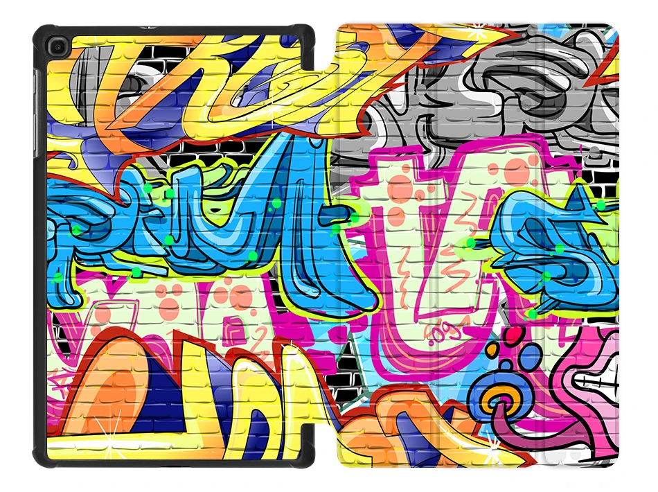 MTT Graffiti Case For Samsung Galaxy Tab A 10.1 inch SM-T510 T515 Slim PU Leather Flip Fold Stand Tablet Cover coque