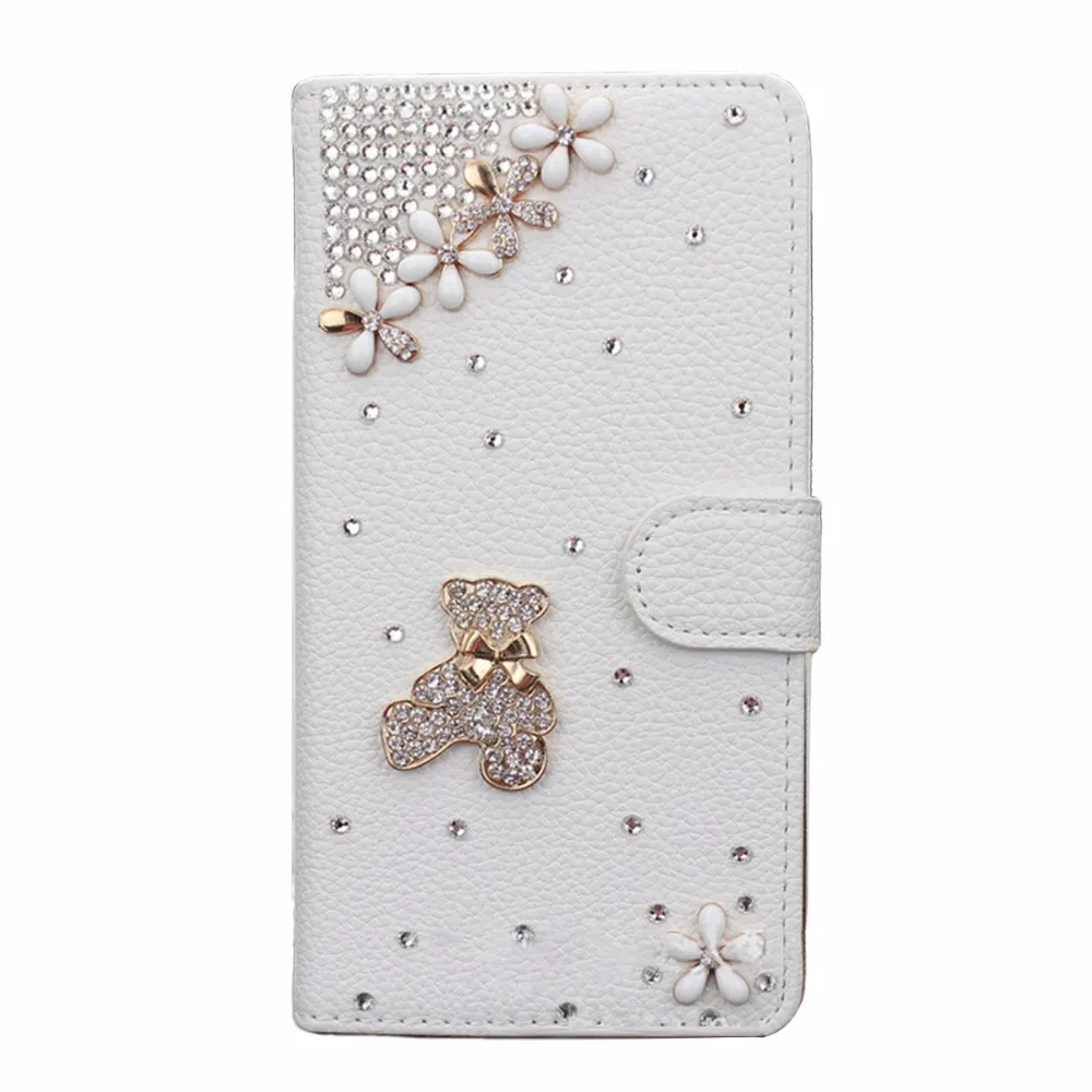 Роскошный высококачественный кожаный флип кошелек ручной работы с кристаллами и