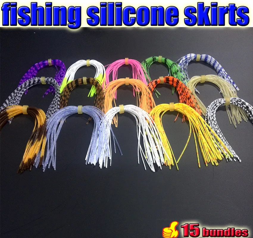 2017 Рыбалка силиконовый юбки tab полоски Итого 15 пряди/лот длина 13 см приманки