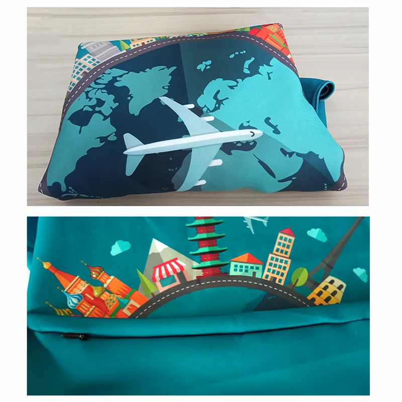 Thick Elastic World Map Luggage Protective Cover Zipper Suit For 18-32 inch Bag Suitcase Covers Trolley Cover Travel Accessories