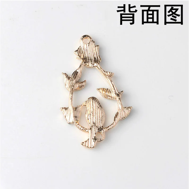 10 шт. Золотая основа цветок Ветка Птица сплав металл эмаль Роза Шарм кулон