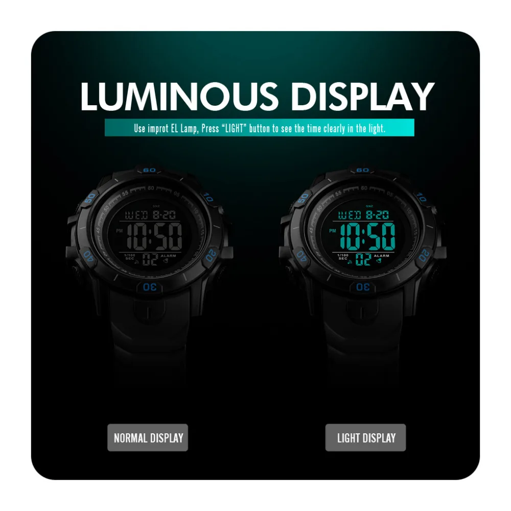 SKMEI мужские спортивные часы обратный отсчет 2 времени военные цифровые