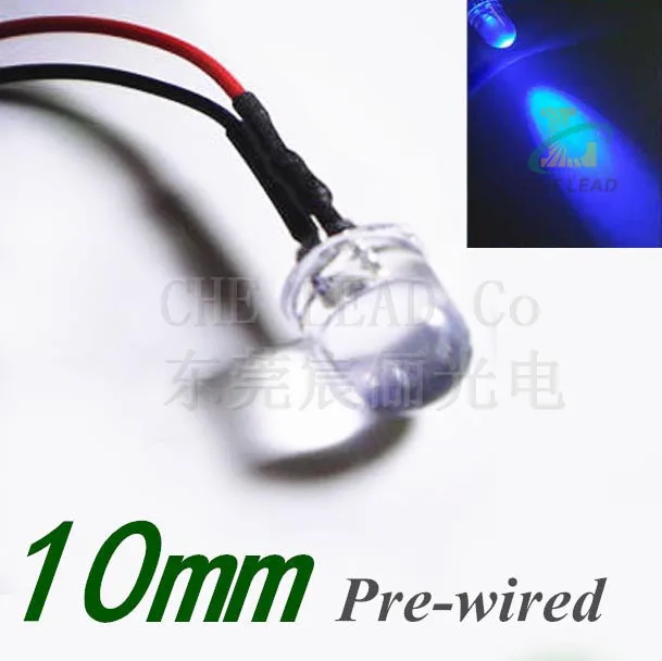 Предварительно проводсветодиодный Светодиодная лампа (CE &amp Rosh) 12 В/24 В синяя 10 мм