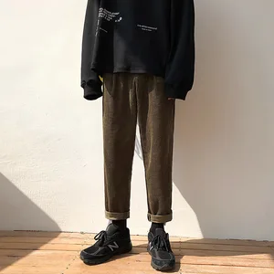 2019 летние и осенние новые мужские вельветовые Модные повседневные брюки дикого цвета хакивоенный зеленый