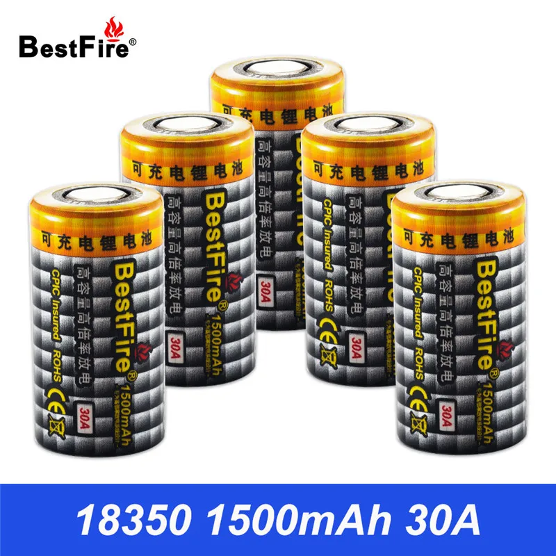 Литиевая аккумуляторная батарея Bestfire 18350 3 7 в 30 А 1500 мАч для фонарика электронных