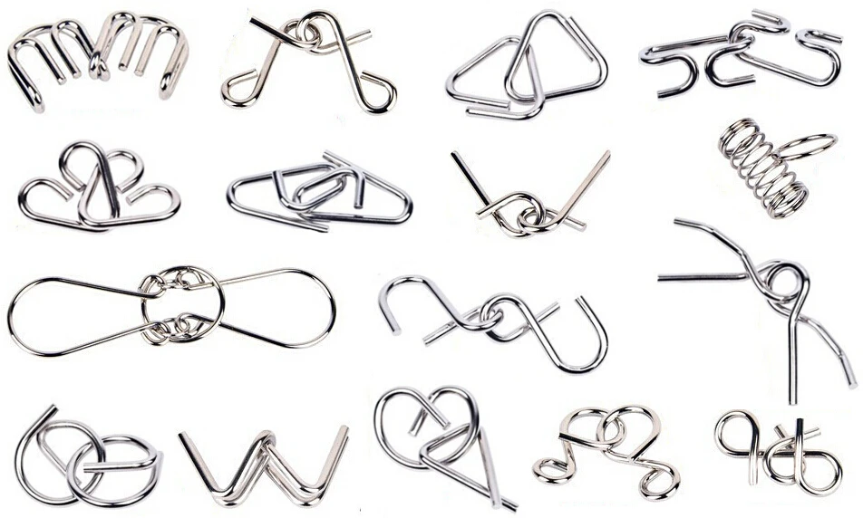 16 шт./лот классический металлический пазл из проволоки IQ головоломка игра для