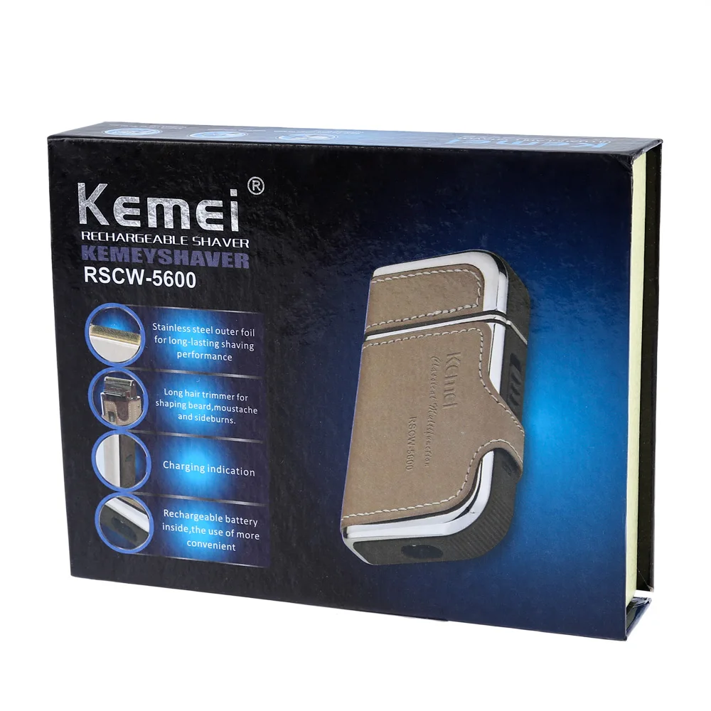 2 in 1 Kemei Men's Electric Shavers Razors Vintage Leather Wrapped Rechargeable Mustache Beard Trimmer Shaving Machine | Бытовая
