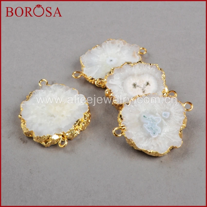 BOROSA New Arrival Natural Solar Quartz Connector Gold Color Sun Flower White Jewelry G225 | Украшения и аксессуары