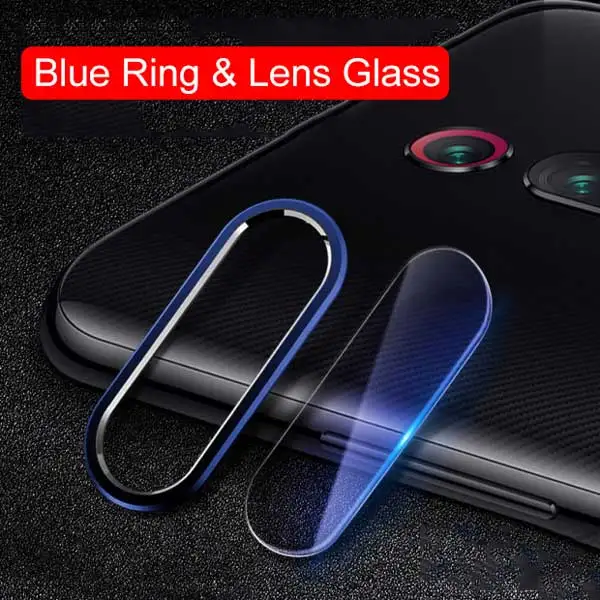 Blue Ring and Glass Стекло Xiaomi mi 9T Pro mi 9T чехол для камеры Защитная крышка для Xiao mi Red mi K20 Pro закаленное стекло металлическое защитное кольцо для объектива камеры - Цвет: Blue Ring and Glass