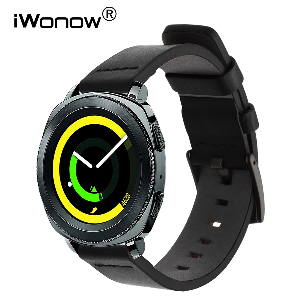 

Ремешок для часов из натуральной жирной кожи 20 мм + инструмент для Samsung Gear Sport SM-R600 быстросъемный ремешок для часов со стальной пряжкой