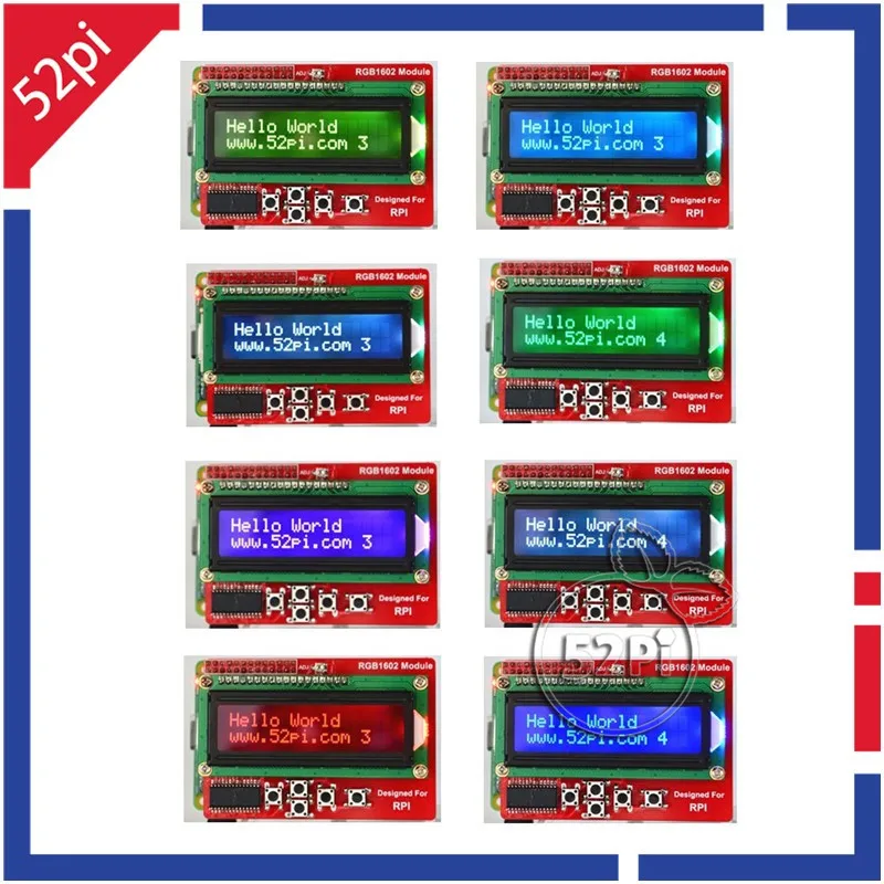 52Pi Новый Raspberry Pi RGB 1602 16x2 ЖК-дисплей клавиатура Щит Дисплей модуль с I2C |