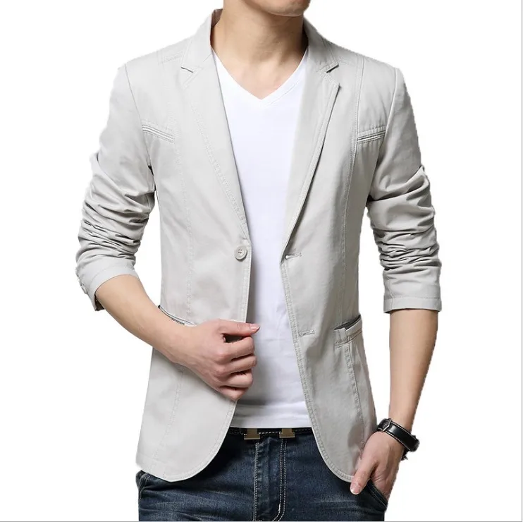 Мужчины повседневные блейзеры куртки Slim Fit костюм цвета хаки Куртки и пальто новая мода мужские хлопковые костюмы для отдыха пальто два бутонов блейзеры