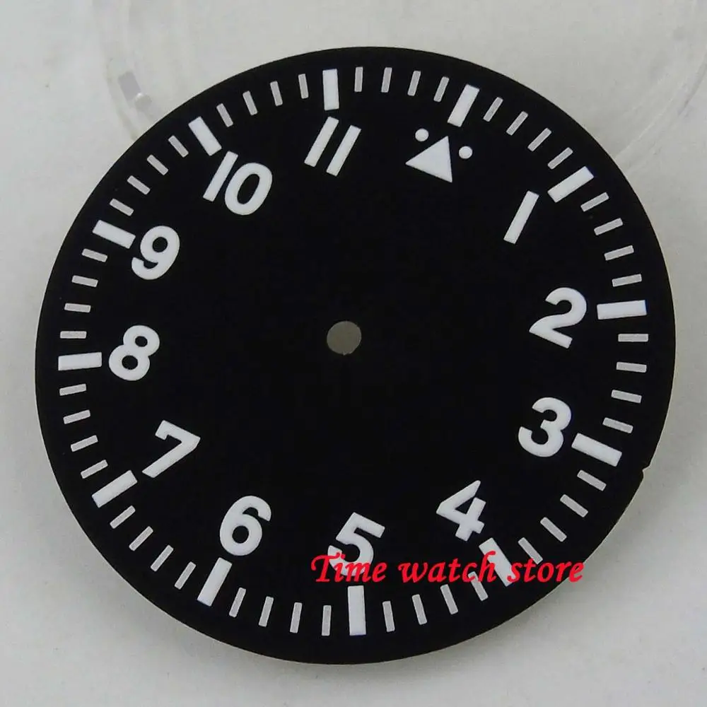 35.5mm black sterile dial green marks white fit for Miyota 8215 821A Mingzhu 2813 Automatic movement watch D149 | Наручные часы