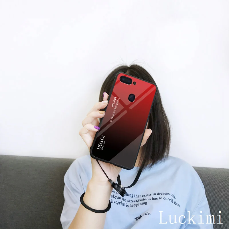 For OPPO R17pro R9splus R11splus R15 PRO Find x Realme1 Realme2 Realme3PRO A1 K1 A5 F5 F3 Soft TPU Luxury Gradient Glass case |