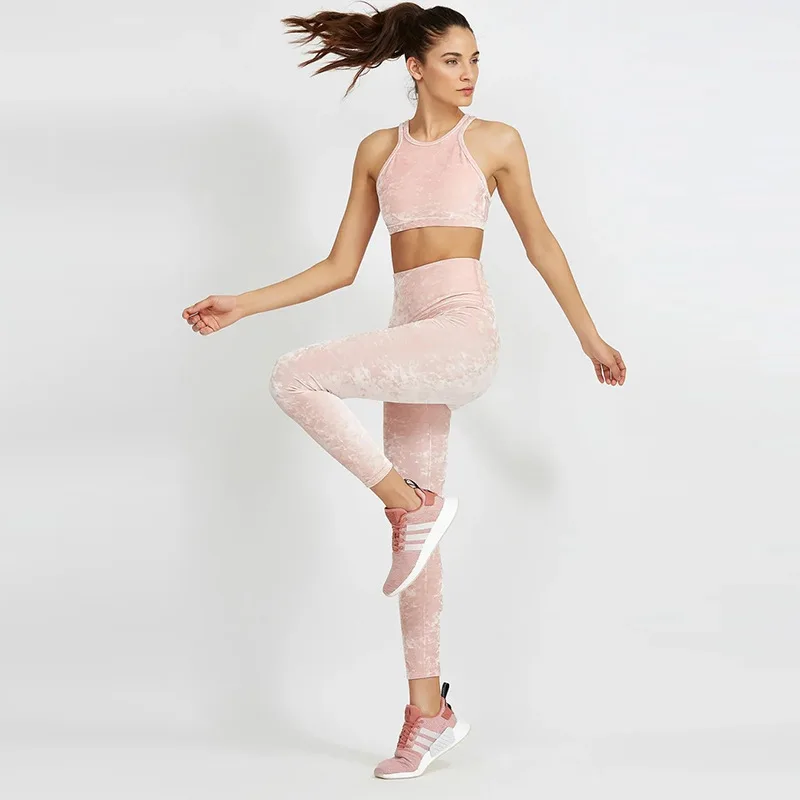 

Women 2 Piece Set Top - Pants Bodycon Top And Pants Set Sexy Club Casual Pink Sequin Two Piece Set yoga exercise clothing sports