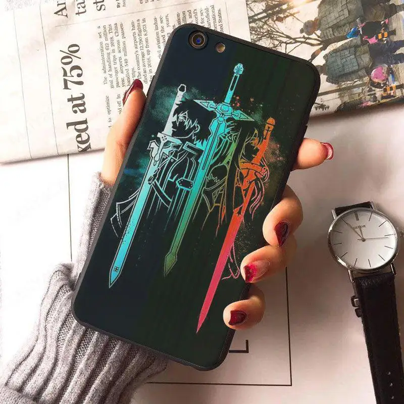 Меч искусство онлайн DIY окрашенный красивый телефон для iphone 8 8plus 7 7plus 6 6plus 5 5s SE X XS XR