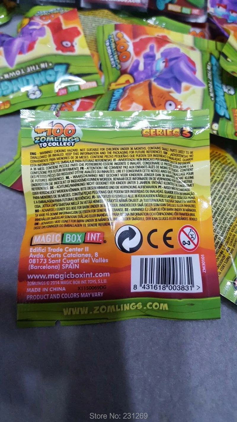Новинка в оригинальной запечатанной сумке! 10 штук в партии, серия Zomlings, 3 монстра зомби, 3 см, мягкие пластиковые фигурки, коллекция игрушек, детский подарок