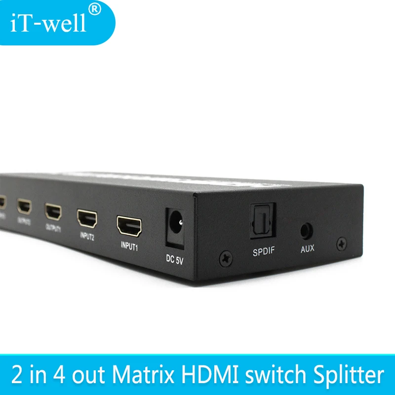 Матричный HDMI переключатель сплиттер Поддержка 2 компьютеров Поделиться 4 HDMI устройства поддержка s HDMI 3D 1080 p 4 K x 2 K