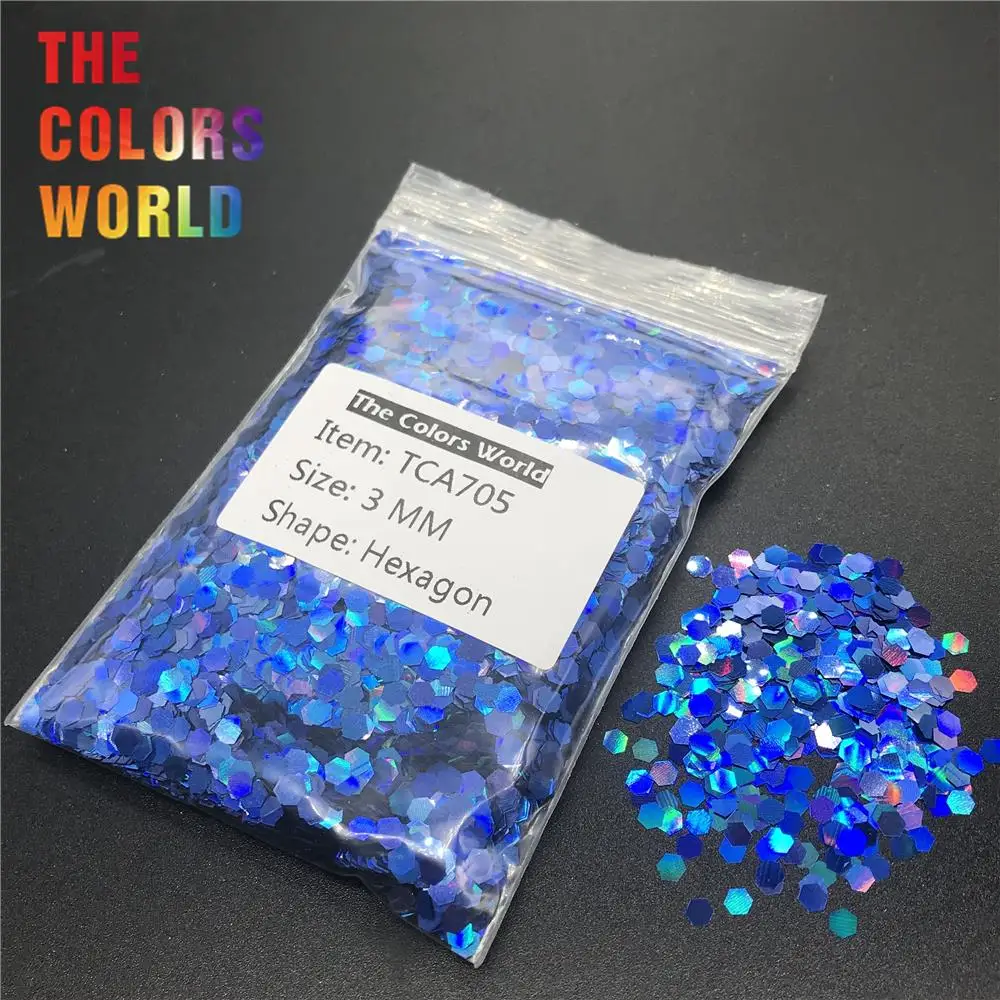 

TCA705 Holographic Laser Royal Blue Color Hexagon Shape Nail Glitter Nail Decoration Nail Gel Makeup Facepaint DIY Accessorie