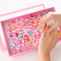 10pcslot childrens cartoon rings candy flower animal bow shape ring set mix finger jewellery rings kid girls toys