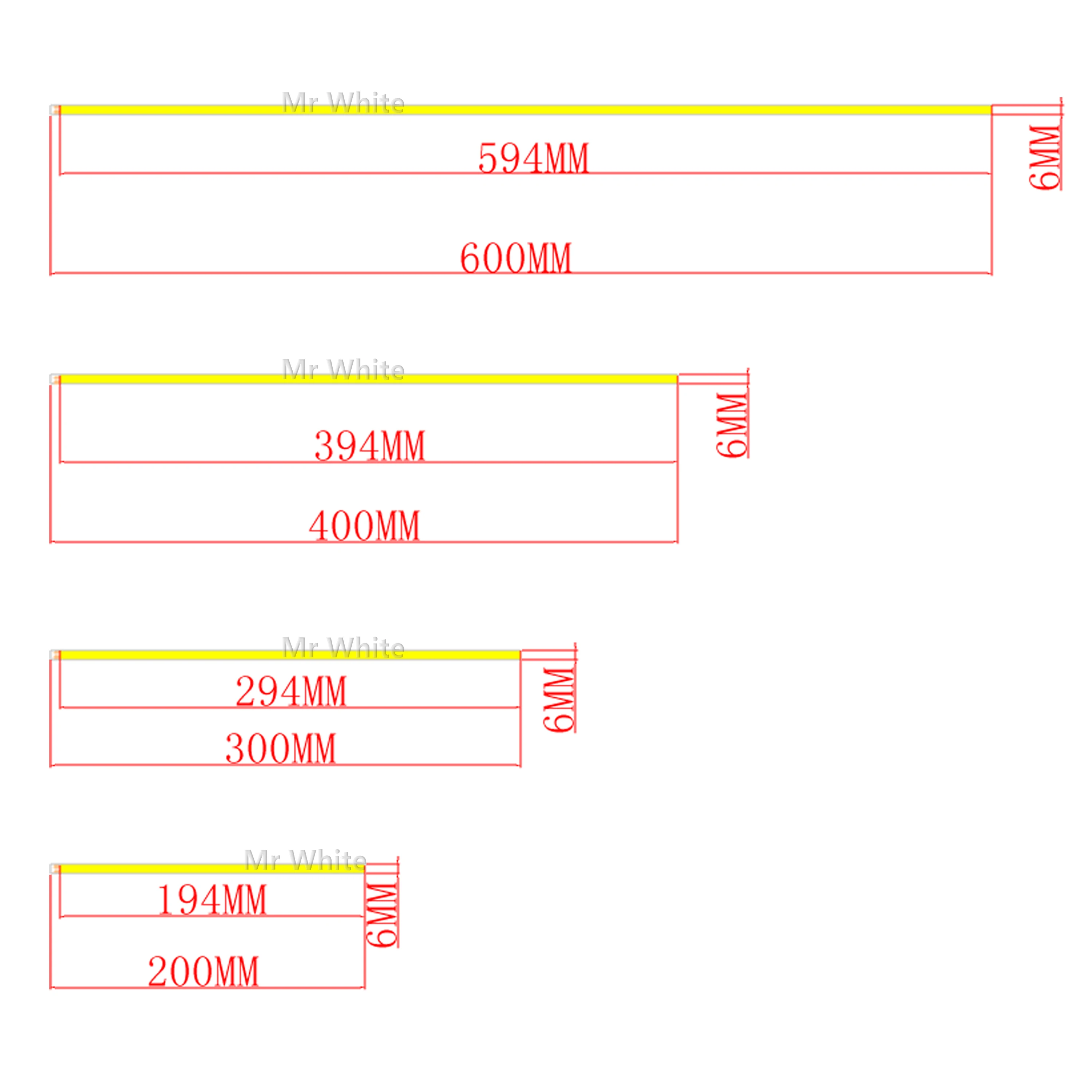 10 шт. 5 200 мм 300 400 500 600 Гибкая светодиодная полоса 12 В cob с беспроводным