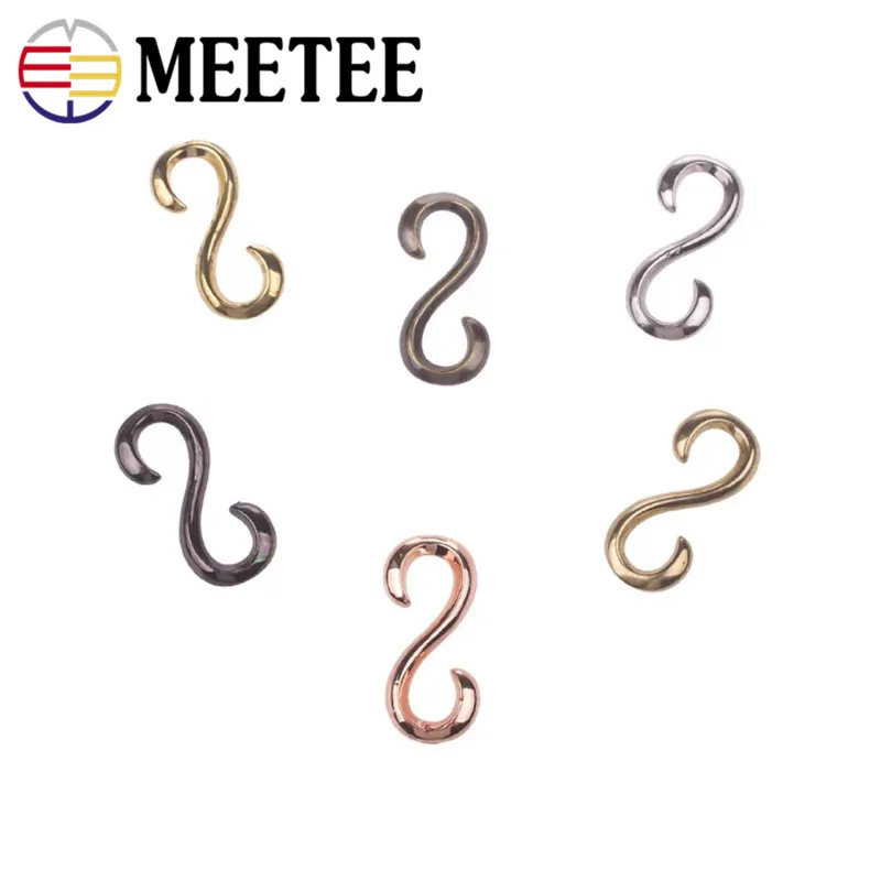 Meetee 10pcs S Buckle Solid Brass Bracelet Leather Rope Snap Hooks Connector DIY Carfts Accessories F1-43 | Дом и сад