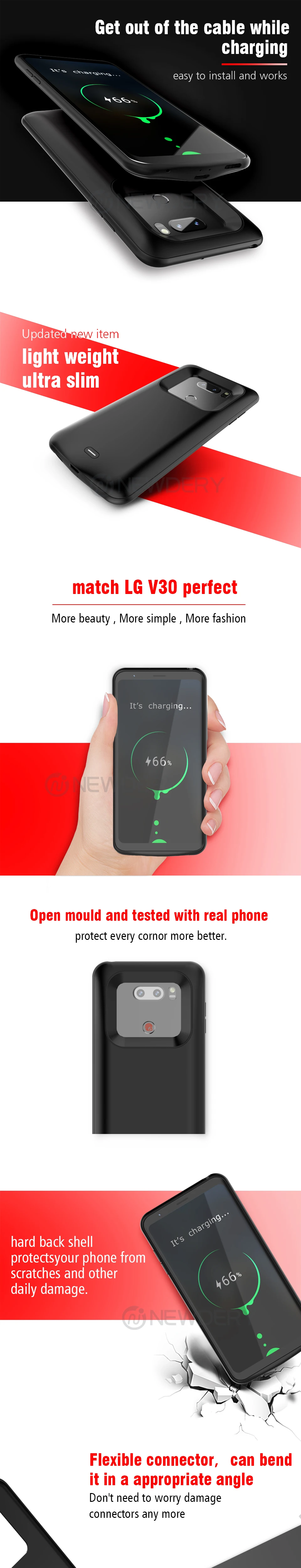 Новое поступление, портативный внешний аккумулятор, чехол для LG V30, тонкий чехол для сотового телефона, аккумулятор, 4200 мА/ч, Внешний чехол, зарядное устройство для LG V30+ plus
