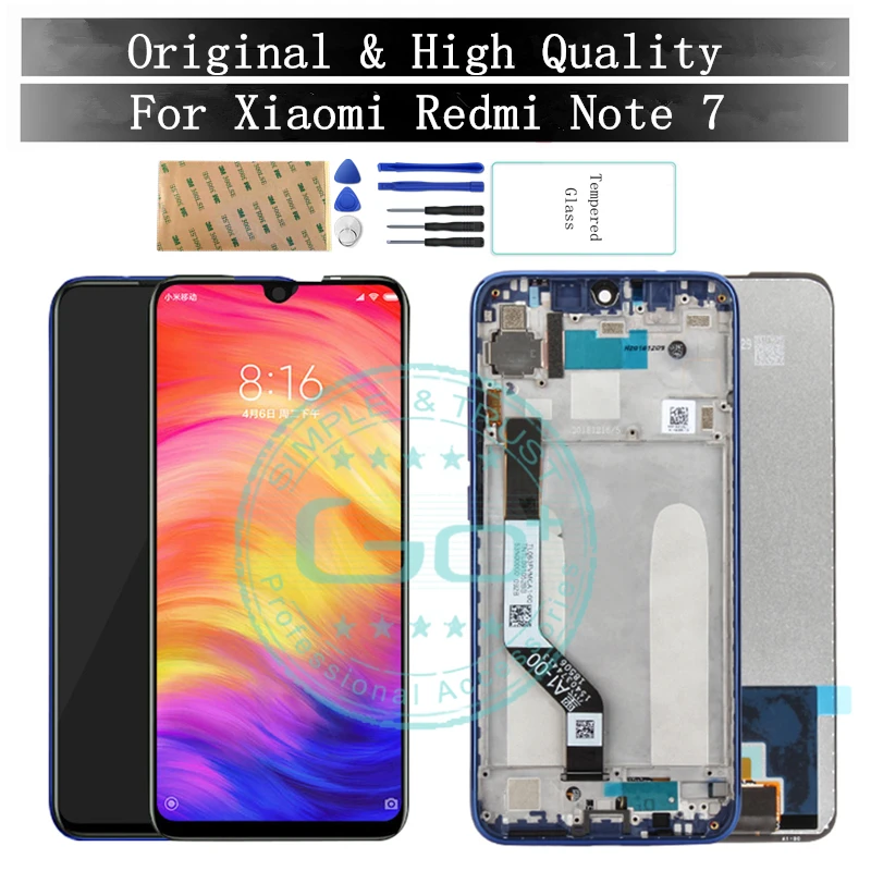 Оригинальный Redmi Note 7 ЖК-дисплей + рамка сенсорный экран панель Xiaomi Note7 дисплей
