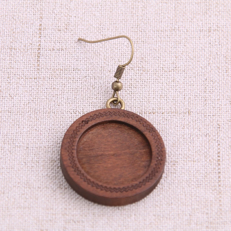 antique bronze 4 шт. 20 мм Деревянные Волнистые Круглые Кабошон основа установка пустая нержавеющая сталь HooksDiy аксессуары для изготовления сережек - Цвет: antique bronze
