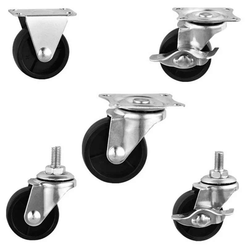 2 дюймов черный Универсальный колеса на шарнирах с верхней пластины