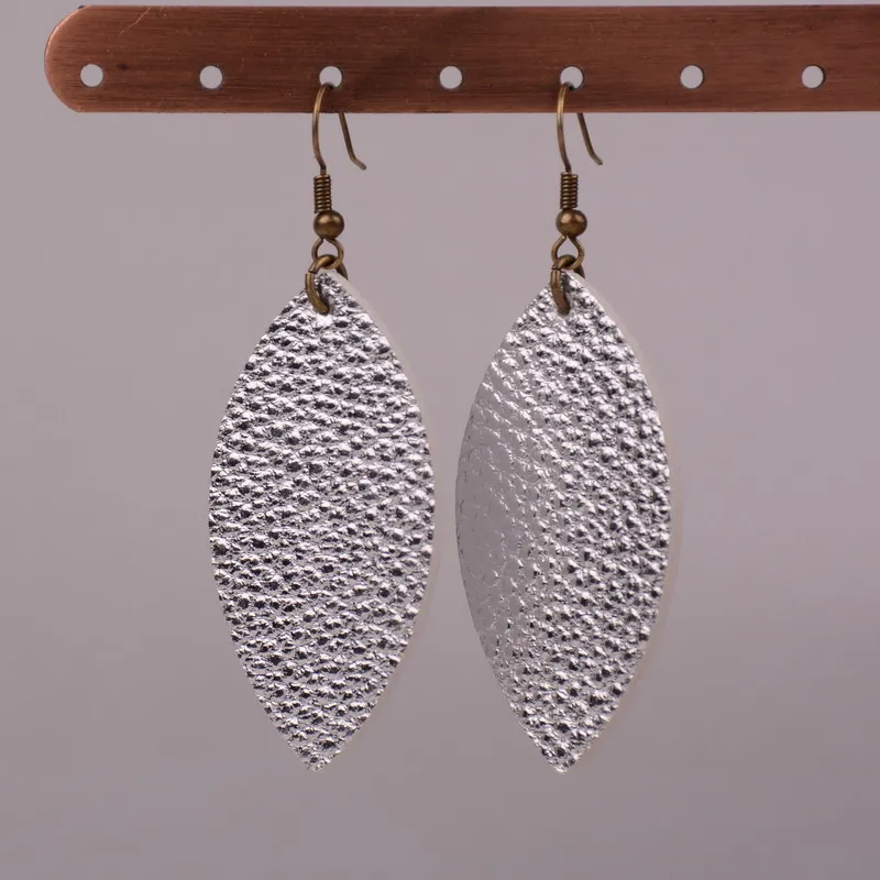 Rainbery New Cutting Leaf Feather Earrings PU Leather Sequins Looking Various MultiColors Bohemia Water Drop Dangle Earring | Украшения и