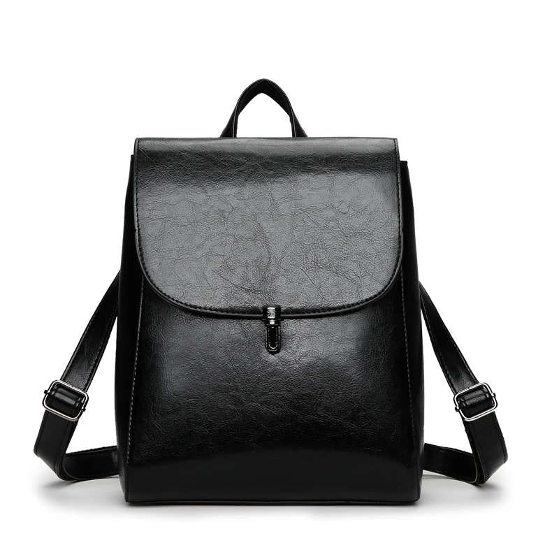Черный Flap Rucksack Women Backpacks Fashion Teenager Girls School bag PU Mochila Zipper Students Shoulders bag Teenager School Bags - Цвет: Черный