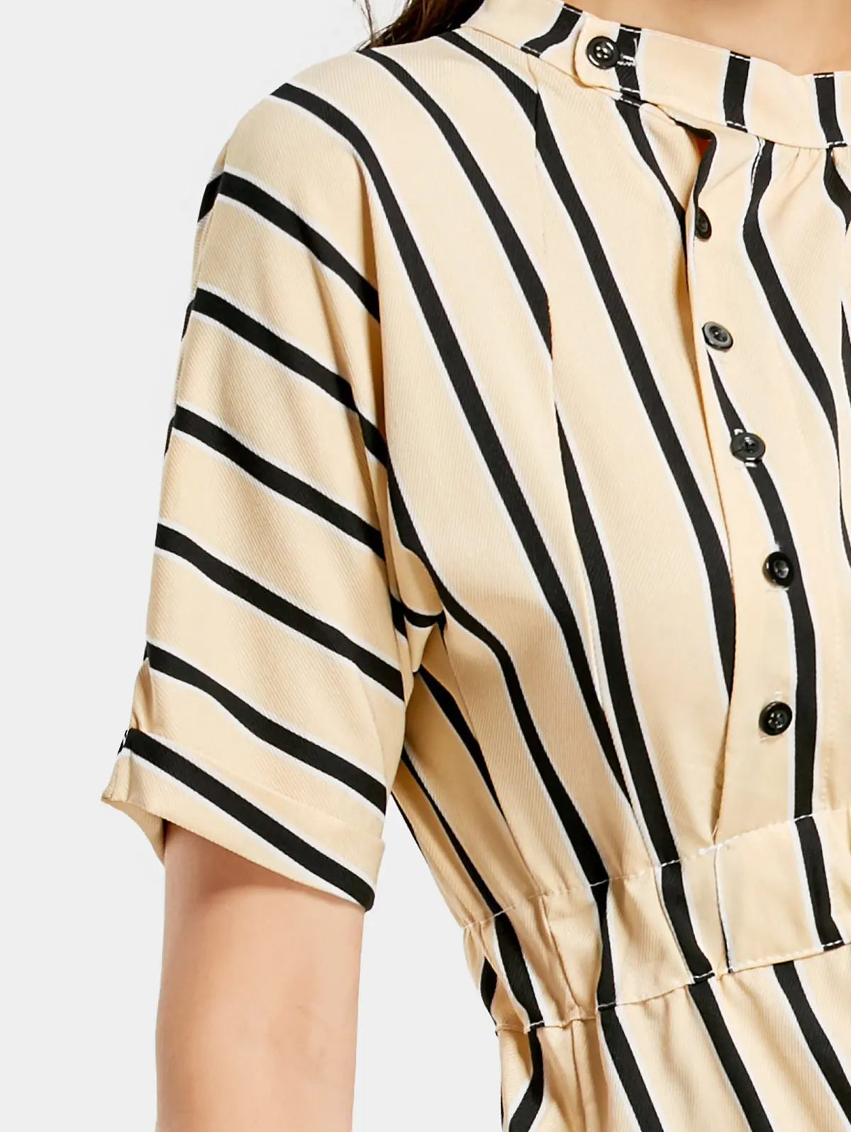 ZAFUL Half Sleeve Striped Drawstring Dress | Женская одежда
