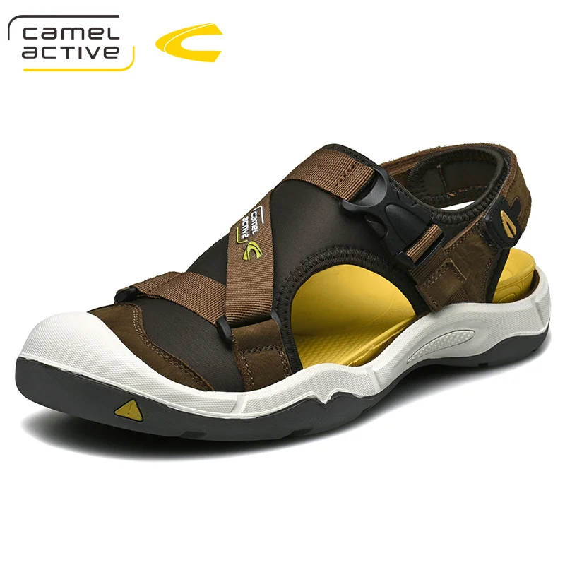 Мужские сандалии из натуральной кожи Camel Active коричневые повседневные пляжные