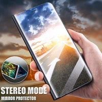 mirror smart case for huawei p smart plus 2019 case view pu leather kickstand flip cover for huawei p smart 2021 y7a y9a p40