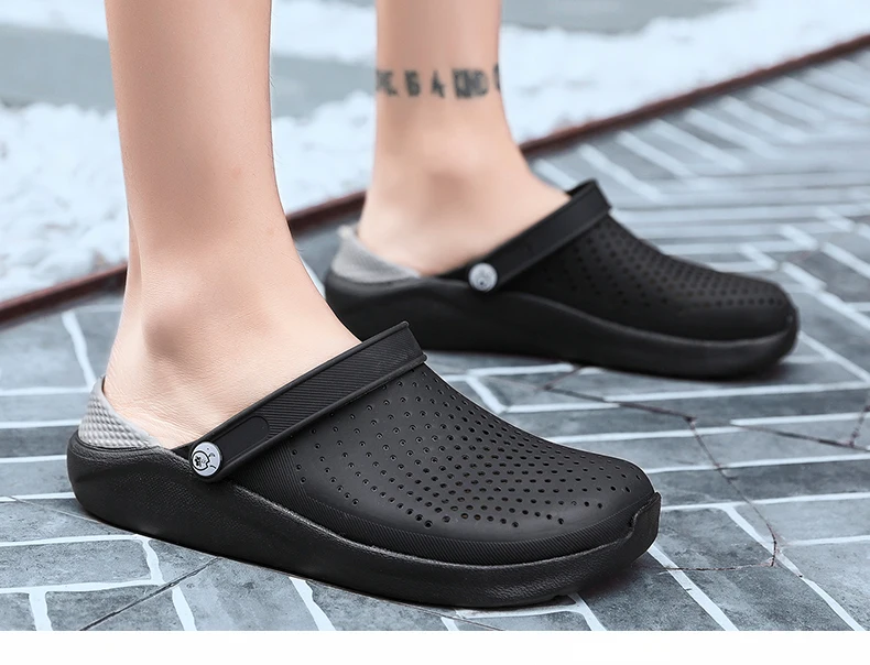 Мужские сандалии Crocks LiteRide Hole Shoes Crok резиновые сабо для мужской из ЭВА унисекс садовая обувь черный Crocse Adulto Cholas Hombre