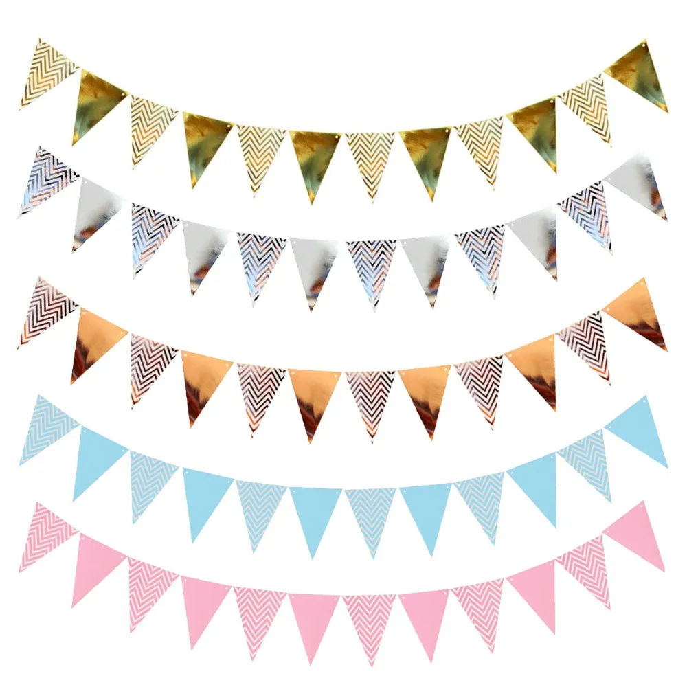 Lincaier Вымпел Баннер с днем рождения украшения Дети Babyshower гирлянда для взрослых розовое золото серебро 12 флагов Nurser поставки