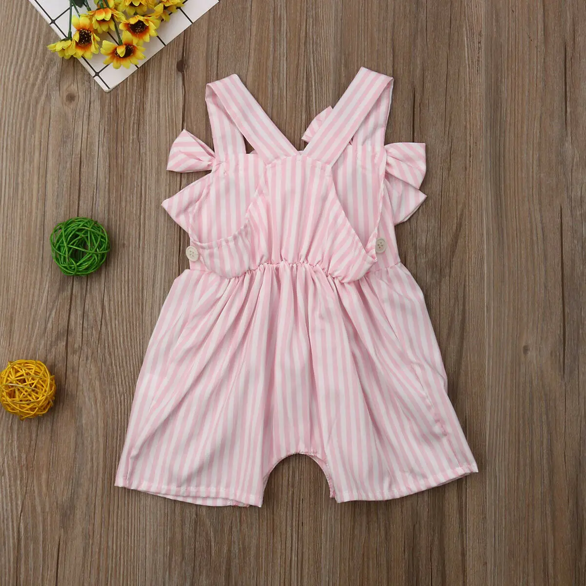 Летняя одежда для новорожденных Комбинезоны маленьких девочек полосатый
